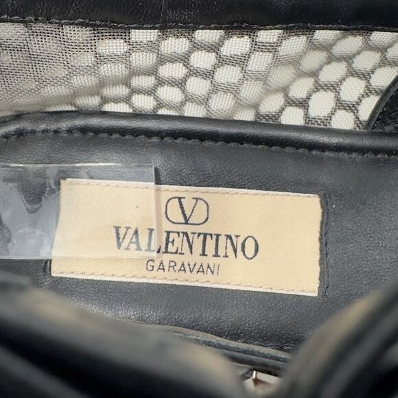 Valentino Rockstud Black Mesh Bow Ballet Flats Size 38.5 - Picture 11 of 13